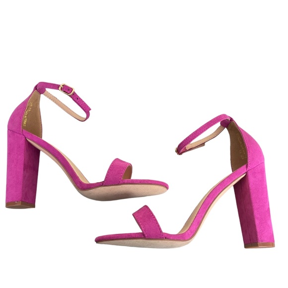 ⭐️2/$20 Lulus Magenta Suede Ankle Strap Chunky Heels - Picture 3 of 14